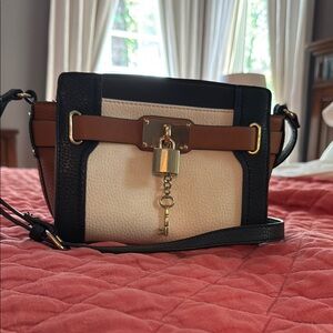 Aldo Black, White, and Brown Crossbody Bag